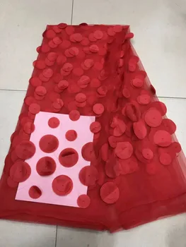 

Wholesale price 3d floral design French lace fabric high quality African tulle lace fabric 3d flowers and beads, bridal party YZ