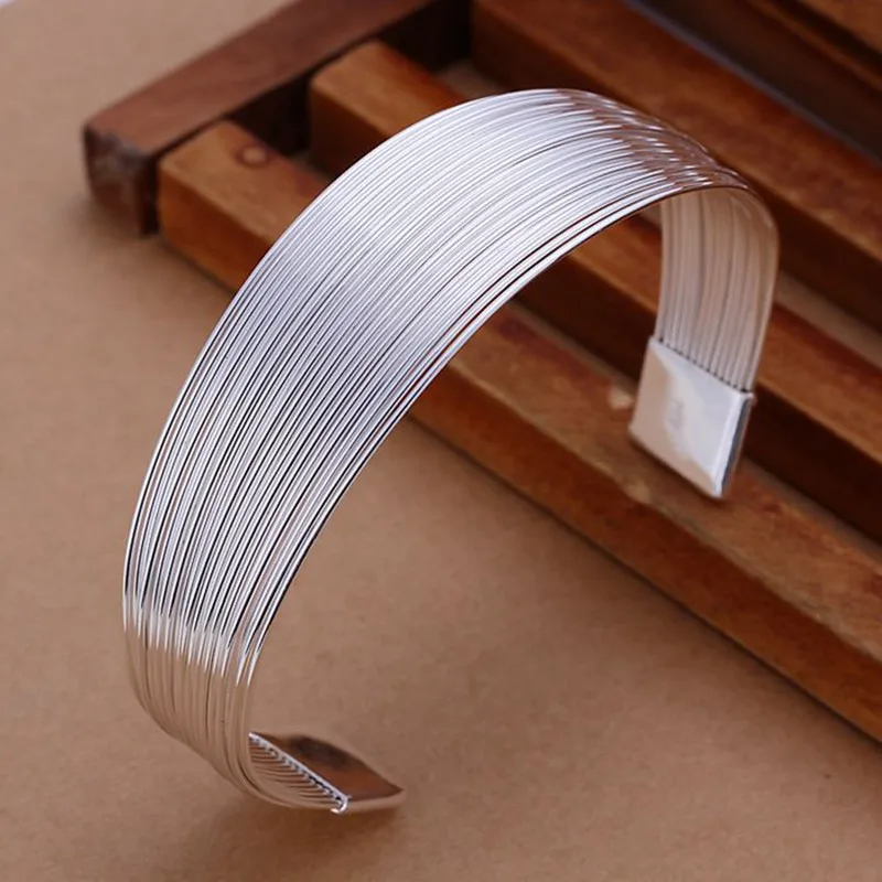

silver fashion jewelry 925 jewelry silver plated bangle bracelet Multiple Line Bangle /LXAMOKNV YSEFLZCC