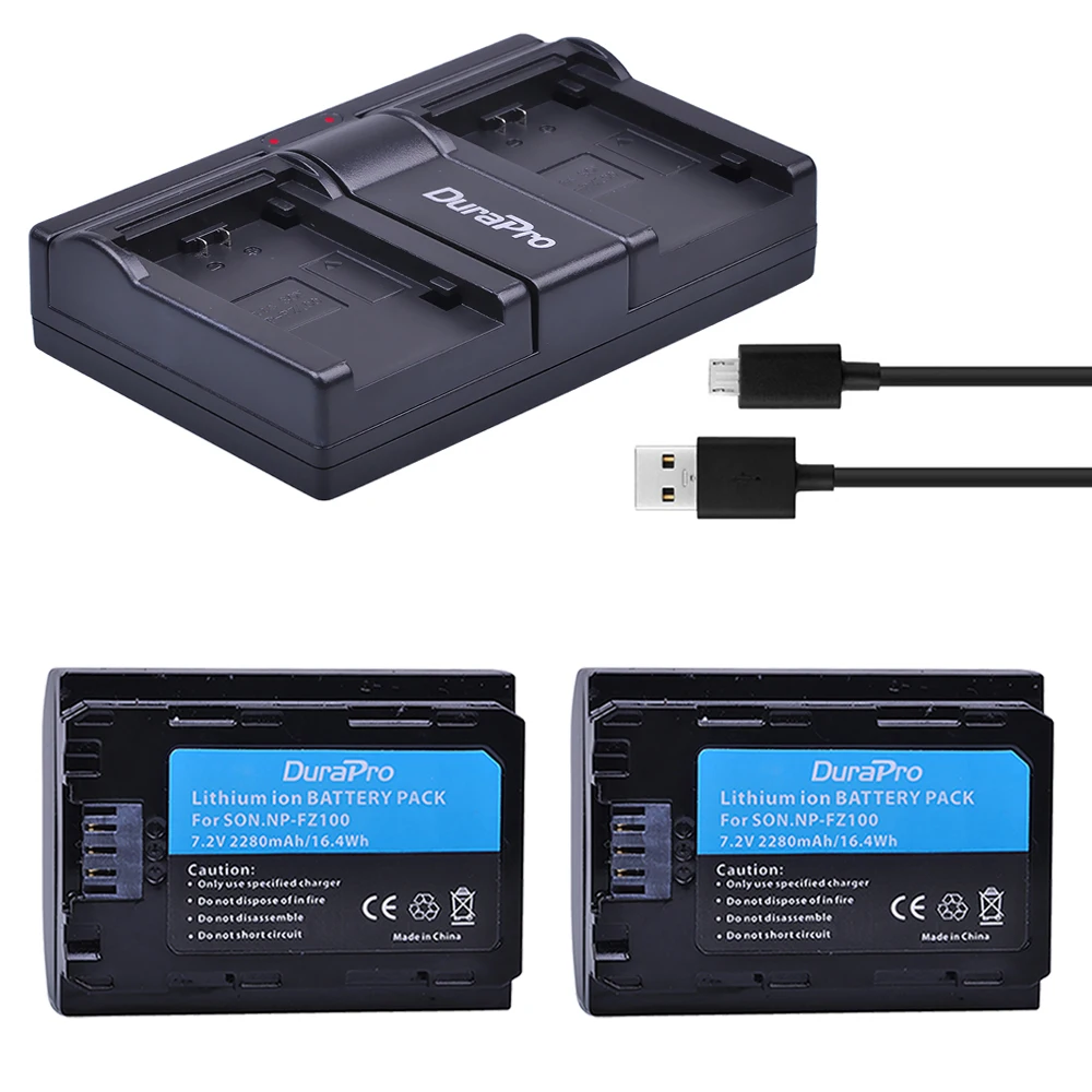 

DuraPro 2PC 2280mAH NP FZ100 Battery + USB Charger for Sony BC-QZ1 Alpha 9, A7RIII, ILCE-7RM3 for Sony A9, A9R, Alpha 9s Camera