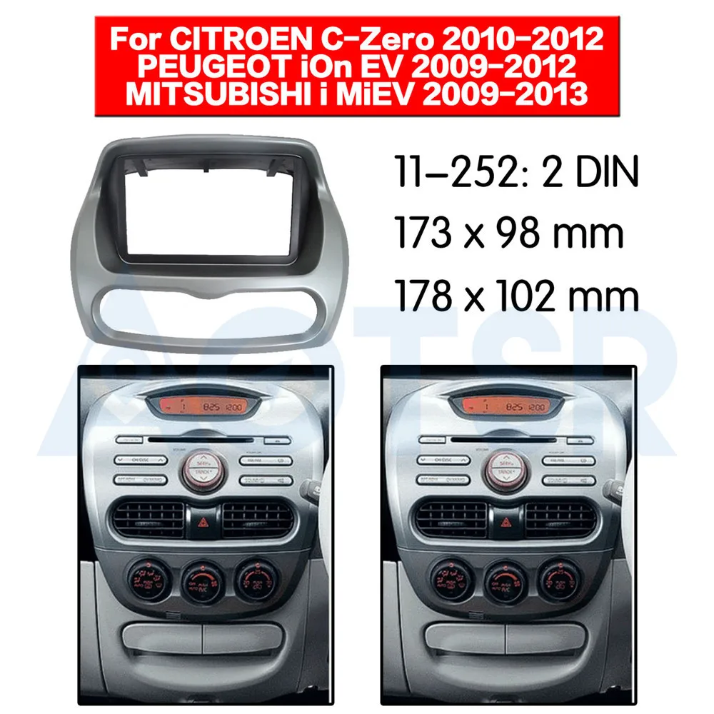 

2 din Radio Fascia for CITROEN C-Zero for PEUGEOT iOn EV Stereo Audio Panel Mount Installation Dash Kit Frame Adapter DVD trim