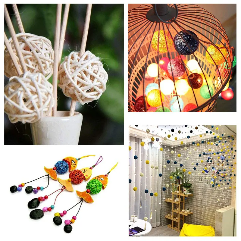 Lucia crafts 6 шт. 3 см/5 см Золотой винтажный Плетеный шар из тростника Рождественский