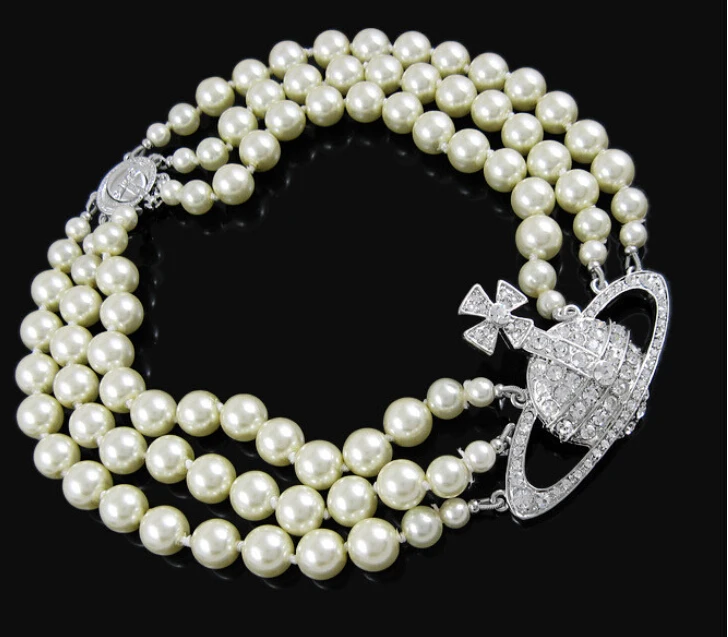 

FREE SHIPPING>>>@@ wholesale Luxurious Jewelry Three layer shell pearl imitation Saturn clavicle chain necklace S