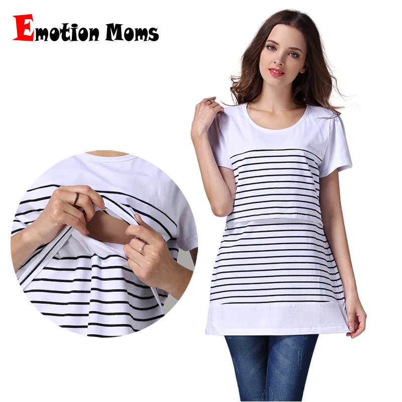 Short Sleeve Maternity Clothes Breastfeeding T Shirt PLUS SIZE Loose Style Nursing Wear Breathable Cotton Fabric