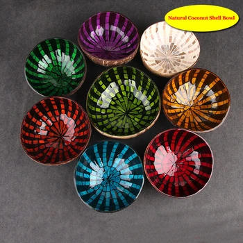 

Wooden Storage Bowl Vietnamese Natural Coconut Shell Bowl Decorated Shell, Hand-painted Color Candy Bowl Storage Decoration S