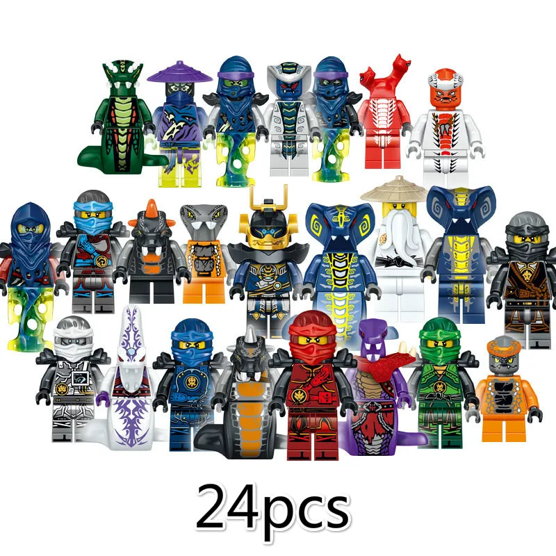 

24pc/lot Children's building blocks toy Compatible Legoing Ninjagoes figures Bricks Phantom Ninja Battle Snake birthday gifts