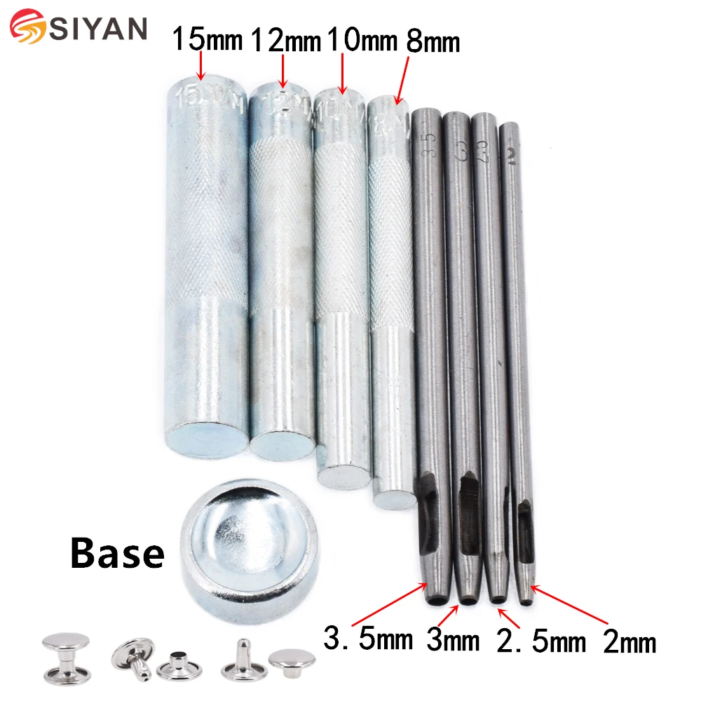 

9pcs Metal Leather Craft Tool Repair Spikes Die Punch Hole Rivets Fastener Kit For DIY Leathercraft Punch Rivets Set