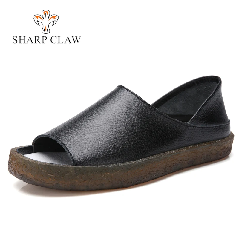 

SHARCPCLAW Women Split Leather Shoes Summer Breathable Soft Leisure Flats Female Ladies Casual Footwear Hot Sale Damen Schuhe