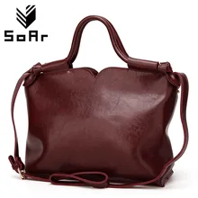 SoAr Women Bag Luxury Brand Leather Handbag Women Messenger Bags Vintage Shoulder Bag Ladies Large Totes Leather Top-Handle Bags