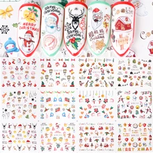 12 вариантов дизайна, рождественский стиль, милый стикер для ногтей, переводные наклейки для воды, слайдер, сделай сам, украшение для ногтей, трафареты для маникюра, LEBN1009-1020