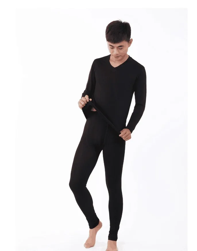 new arrival Manufacturers wholesale soft autumn winter men comfortable bamboo fiber cotton v-collar super large plus size XL-7XL best long johns for men