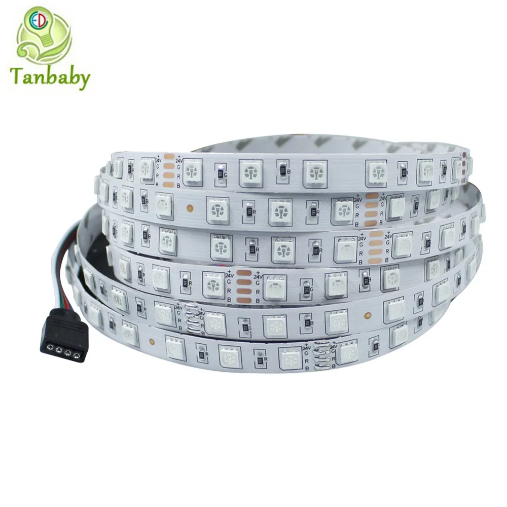 buy 5M SMD 5050 red blue white warmwhite rgb led strip 60led M DC24V NON waterproof flexible indoor ribbon decoration lamp