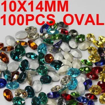 

100cs 10x14mm Crystal Stones Many Colors Silver Foiled Pointed Bottom Glass Beads Perfect For Nails Phone Case Diy Decorations