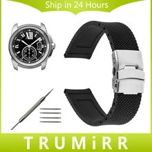 18mm 20mm 22mm 23mm 24mm Silicone Rubber Watch Band for Cartier Tank Solo Santos Stainless Steel