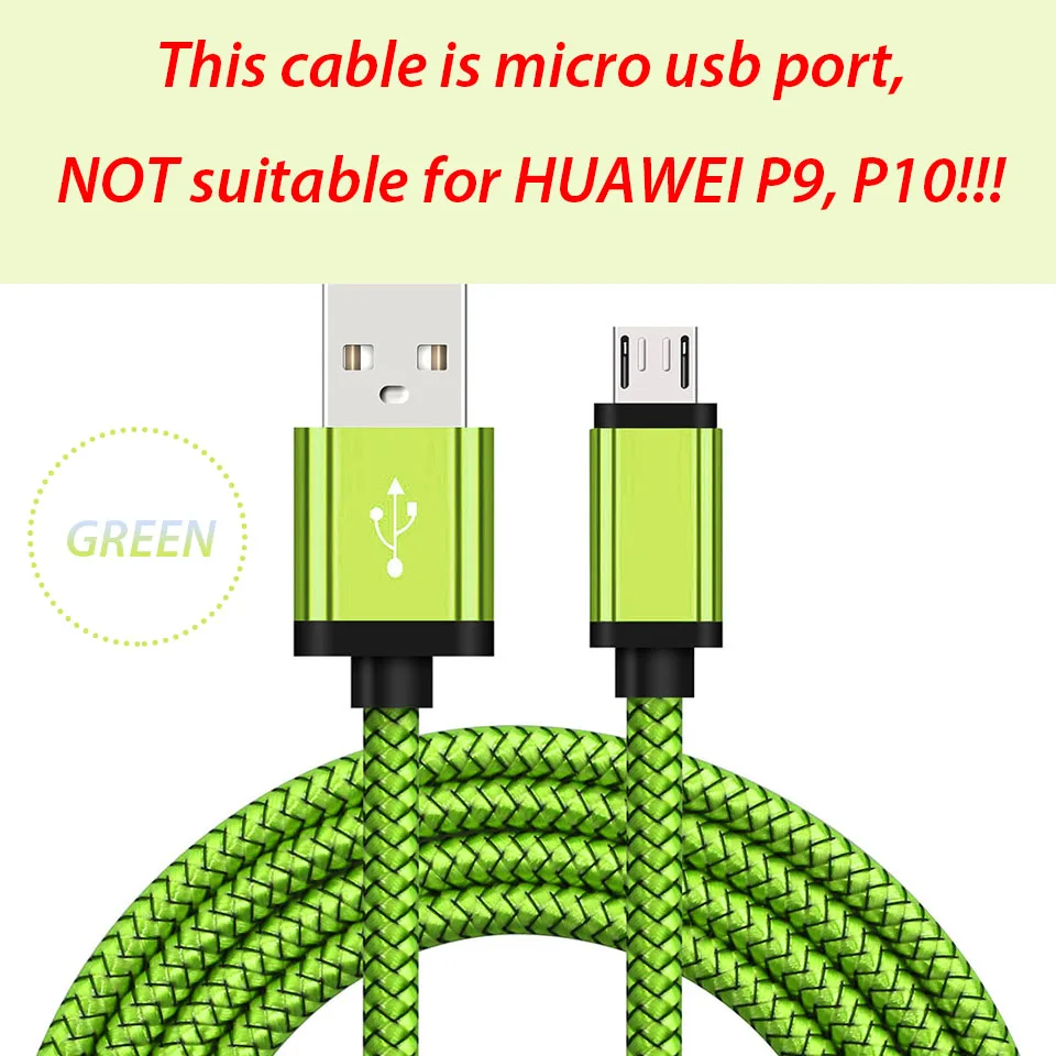 Кабель зарядного устройства микро-usb для samsung Galaxy J5/J7 / A6/A8 huawei Honor 9 Lite короткая Зарядка для телефона длиной 1/2 м - Тип штекера: green cable