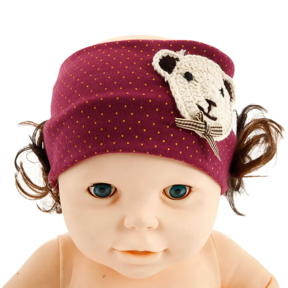 Free Shipping Korean Style Bear Pattern Cotton Hair Ribbon For Infants