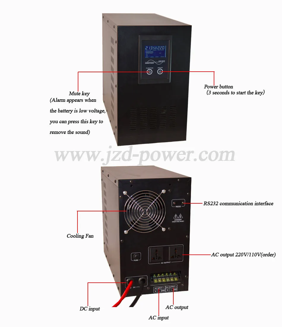 Чистый инвертор немодулированного синусоидального сигнала инвертор 3KW постоянного тока для преобразователь 24 V/48/60/72VDC до 220 V/110VAC, 50/60 HZ однофазный преобразователь с зарядное устройство