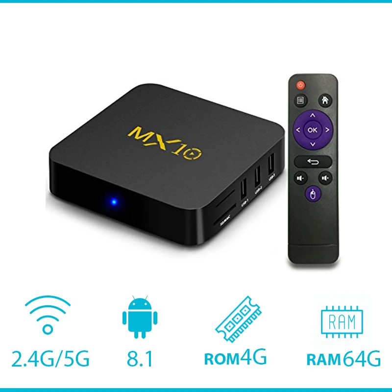MX10 Android 8 1 tv box 4 ГБ/32 ГБ флэш-памяти RK3328 Quad-Core 2 4G Wi-Fi 100 M LAN VP9 H.265 HDR10 K USB 3 0 pk X96max |