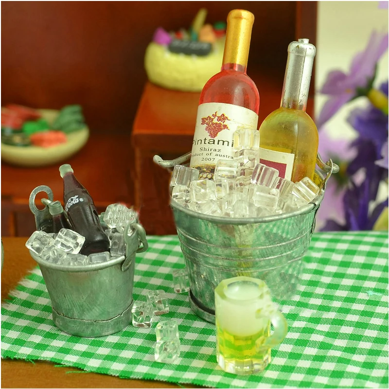 Rement G08-X039 الأطفال هدية لعبة 1:12 دمية مصغرة الأثاث مصغرة البيرة القدح 4 قطعة/المجموعة