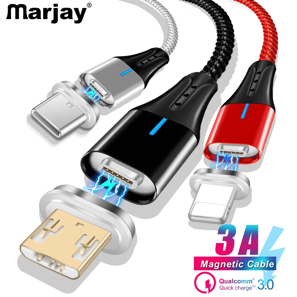 Marjay الشحن المغناطيسي المصغّر USB كابل ل فون سامسونج Xiaomi الهاتف المحمول QC3.0 سريع المغناطيس شاحن USB نوع C سلك كابل Marjay الشحن المغناطيسي المصغّر USB كابل ل فون سامسونج Xiaomi الهاتف المحمول QC3.0 سريع المغناطيس شاحن USB نوع C سلك كابل