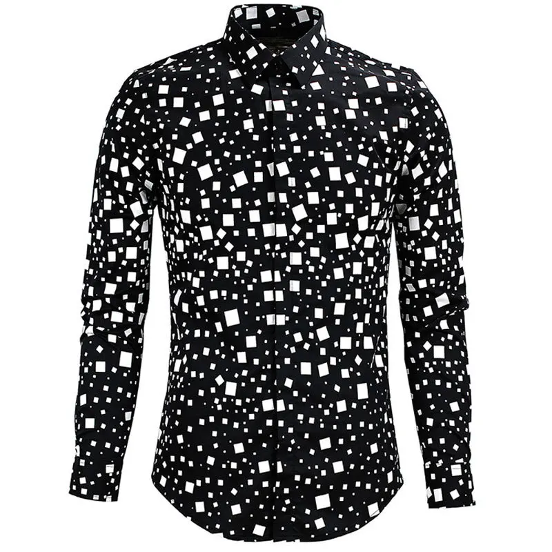 black and yellow dress shirt Elegant Turkish Cotton Polka Dot Dress Shirt in Classic White WHITE/BLUE / 4XL main image 1