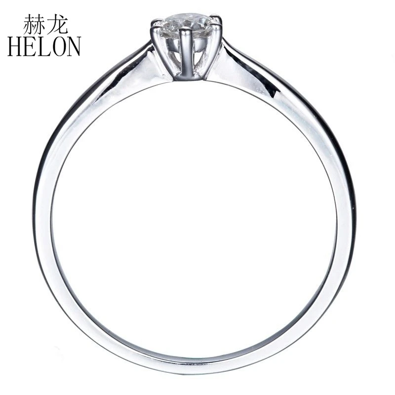 Женское Обручальное Кольцо HELON Solid 14 K белое золото обручальное кольцо Moissanite lab