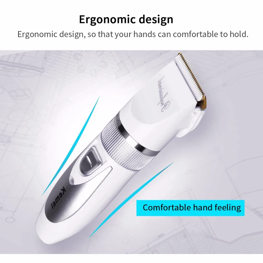 Профессиональный электрический триммер для волос Kemei с титановым лезвием, перезаряжаемая Беспроводная стрижка, машинка для стрижки волос, тример maquina cortapelos 34