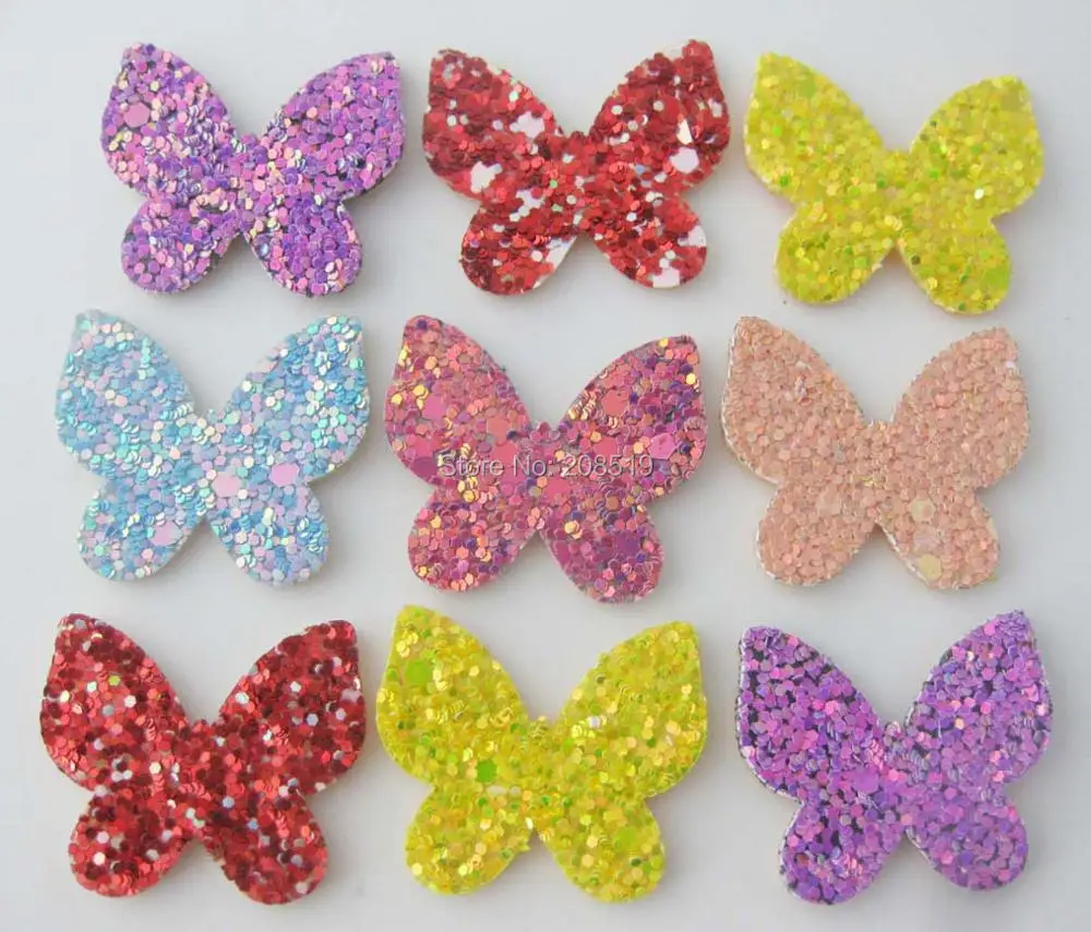 

PANVKS Glitter butterfly appliques 120pcs decorative Hairclips accessories DIY craft scrapbooking supplies