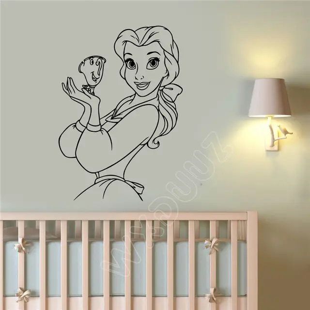 Wxduuz Cartoon Princess Belle Beauty And The Beast Decor Room Quote Home Decor Vinyl Wall Sticker Bedroom Poster Decor B92