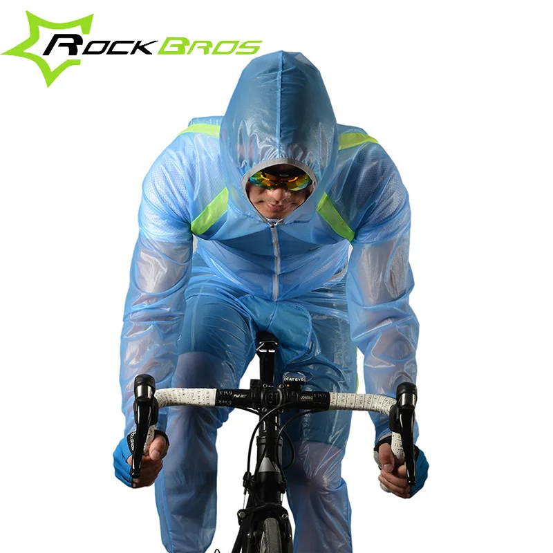 ROCKBROS Mens Breathable Bicycle Raincoat Sets Compressed Windshield