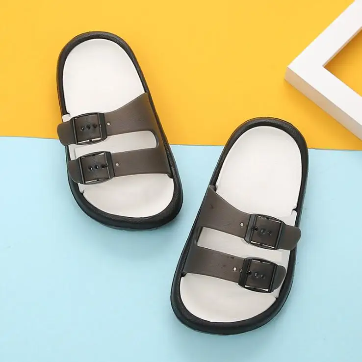 Летние детские тапочки для детей, новые Вьетнамки, Детский комфортный для мальчиков и девочек, пляжные сандалии, детская домашняя повседневная обувь для ванной - Цвет: Black