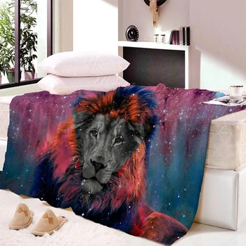 

Lion Tiger Head Wool Plush Blanket Super Comfortable Fabric Thin Blanket Spring and Autumn Shawl Beach Towel Blanket Bed Fluffy