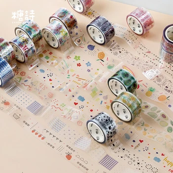 

Decorative Kawaii Graffiti Washi Tape Transparent TapeStrawberry Japanese Paper Stickers Adhesive Tape Decor DIY Planner
