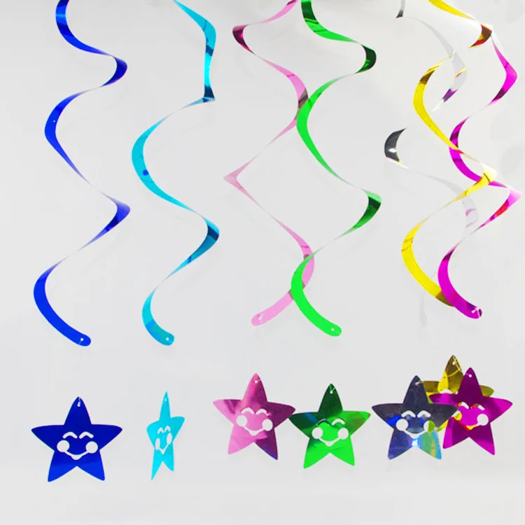 36Pcs Gold Star Hanging Swirl Decorations – Sparkling Ceiling Swirls & Star Ornaments For Birthday, Wedding, Party Decor