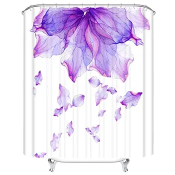 

Geometrical Smoke Like Striped Huge Flower Floral Design Artwork Shower Curtains Bathroom Curtain Waterproof bath curtain