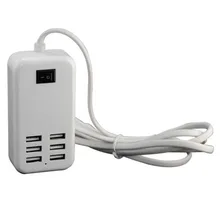6 Port Portable USB Hub Desktop Wall Charger AC Power Adapter EU Plug Slots Charging Extension Socket Outlet With Switcher