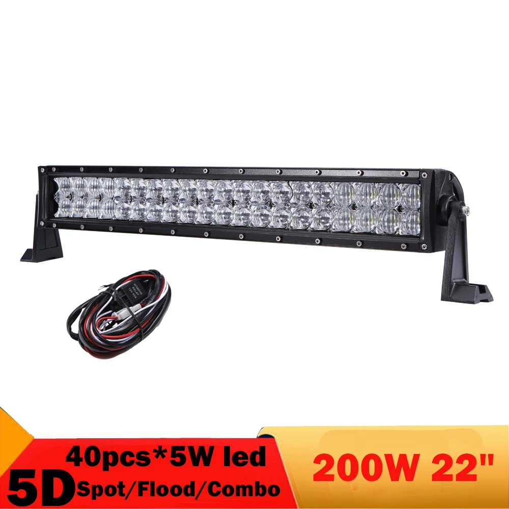 

200W 5D 22 Inch Combo Light Bar Offroad 4X4 4WD LED Bar 12v 24v SUV UTE 4WD Truck UTB Golf Go karts Wagon Driving Light Fog Lamp