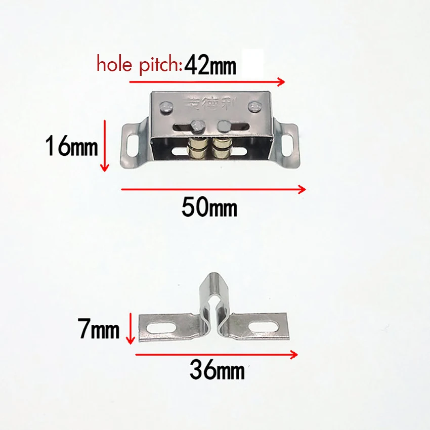 Двойной роликовый упор из нержавеющей стали магнитные дверные Захваты шкафа мощное оборудование защелка для дверцы уборной шкафа шаг отверстия 42 мм