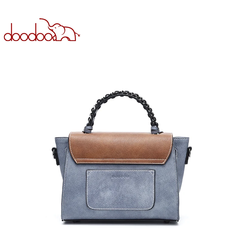 DOODOO العلامة التجارية النساء حقائب الإناث حقائب كتف متنقلة الاصطناعي جاكيت جلدي-مقبض حقيبة شرابة مباراة اللون خياطة حمل