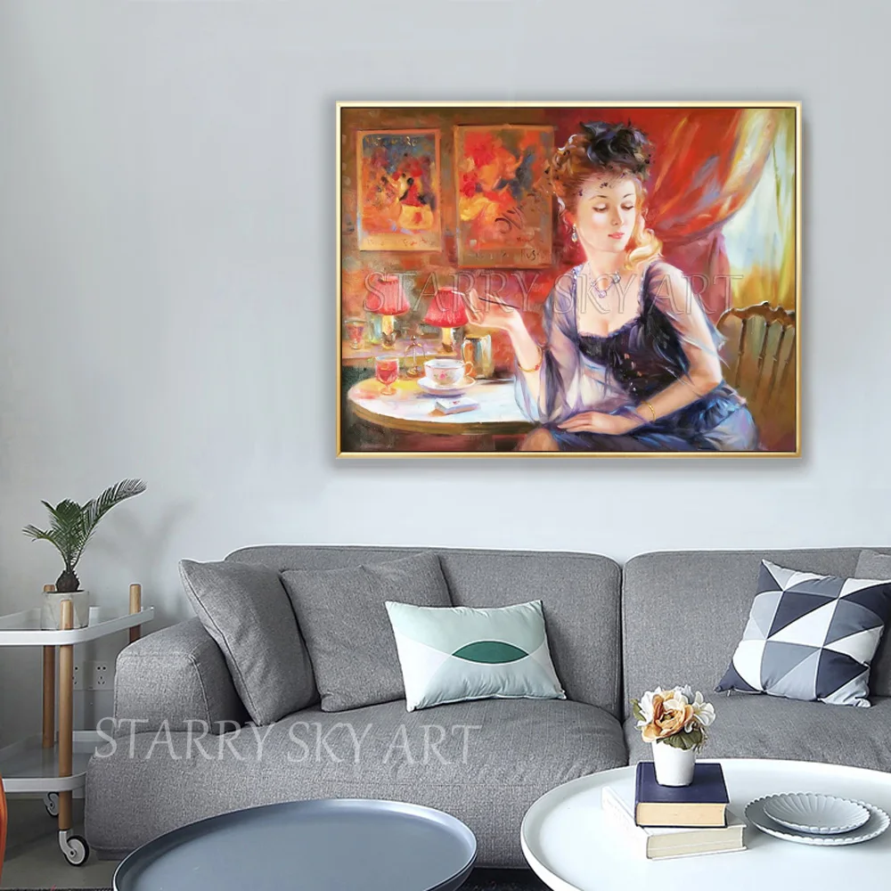 Художник ручная роспись высокое качество импрессионистов Европа леди Рисунок живопись маслом на холсте красивая женщина, портрет маслом