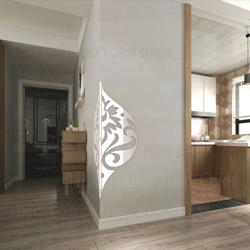 Creativos diseños modernos protectores para bordes y esquinas acrílicos patrón protector de esquina espejo 3d pegatinas decoración C005|Adhesivos para pared| -