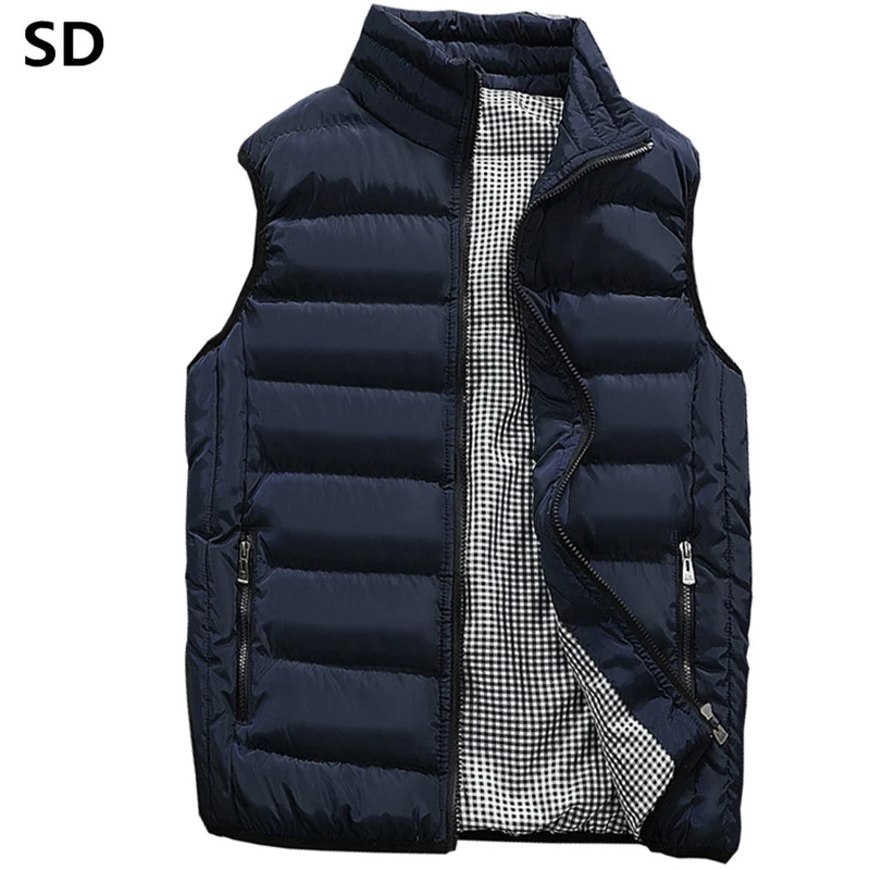 

Mens Jacket Sleeveless Men Thicken Waistcoat Plus Size Waistcoat Casual Windbreaker Outdoors Male Coats Cotton-Padded Vest 1090