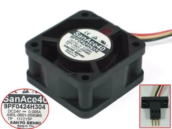 Sanyo Denki 9PF0424H304 DC 24V 0.095A 40x40x28 мм 3-Провода Сервер вентилятор охлаждения