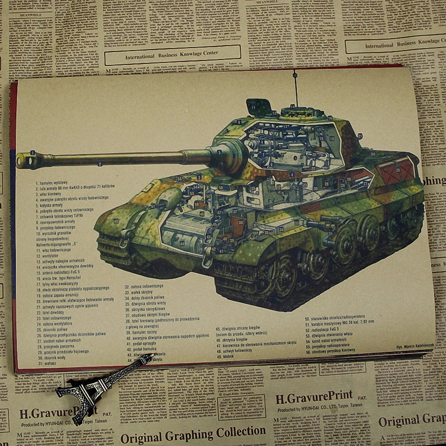 German Tiger tank design architecture diagram Retro Kraft Paper Posters  Painting Wall Sticker Military Hobby Art Home Decoration|home decor|poster  paintingpainting wall - AliExpress