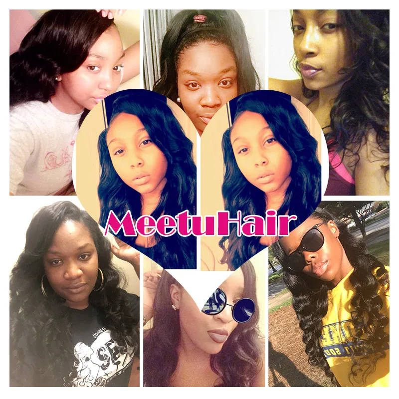 Meetu 4PCS Malaysian Loose Wave Bundles With Frontal 100% Human Hair Ear to Ear Lace Frontal Closure With Bundles Non Remy