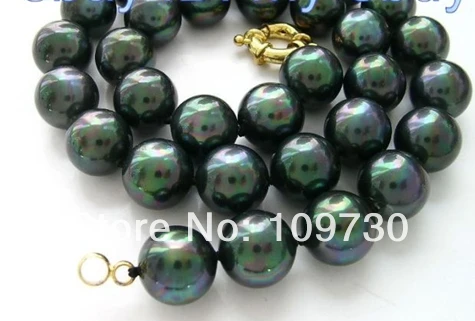 

Jewelry 002419 14mm Black Peacock South Sea Shell Pearl Necklace