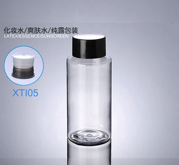 

300pcs/lot 150ML PET bottles with inside plug Makeup Water Oil Bottle,Cosmetic plastic bottles with Black Fahrenheit Top Lids