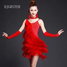 2018 new design fringe lady latin dance dresses sexy women Sequin Latin Dance Dress for ballroom dancing Vestido latino