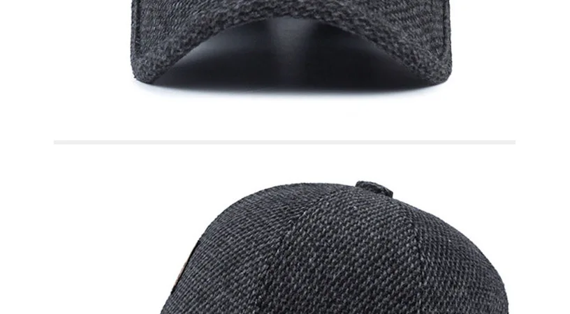Новая защитная бейсбольная кепка с ушками, зимняя шапка, Теплая мужская и женская шерстяная вязанная шапка для папы, лыжная, винтажная, одноцветная, наружные наушники