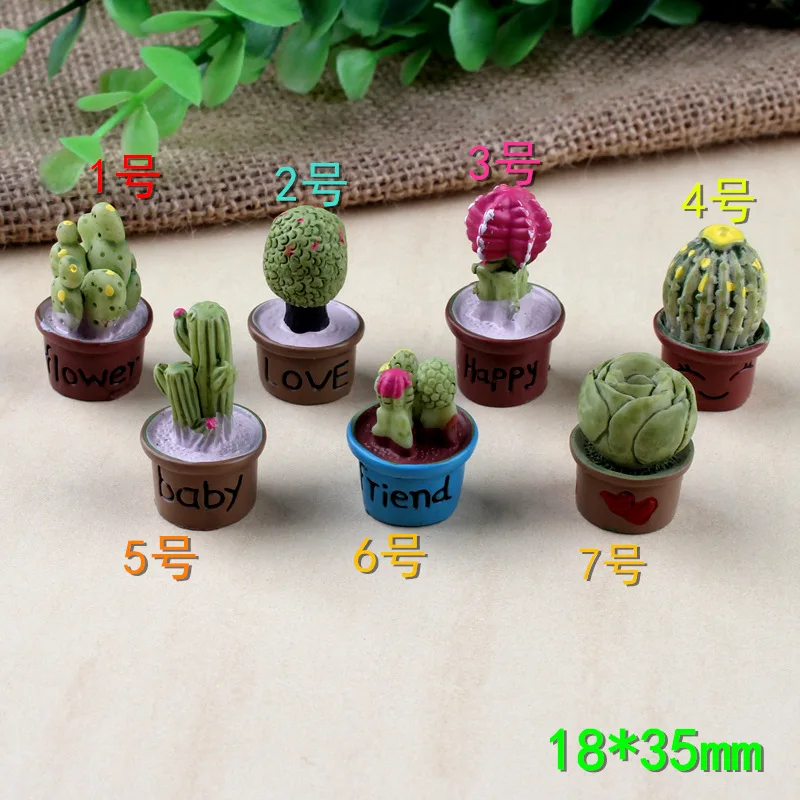 

7pcs simulation Miniature Plant Cactus potted succulent ornament diy resin accessories blyth doll accessories for barbi 1/6 doll