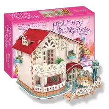 T0409 3D Пазлы виллы с светодиодный свет Бумага модель для девочек Дети Творческий подарок развивающие игрушки для детей горячая распродажа